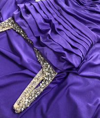 2024 Vestido de fiesta largo de sirena púrpura con cuello cuadrado y tirantes formales con listones