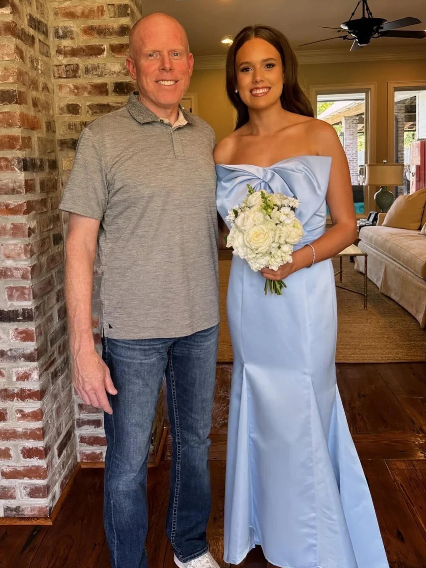 Long Mermaid Light Blue Prom Dress Satin Strapless with Bow - MyChicDress