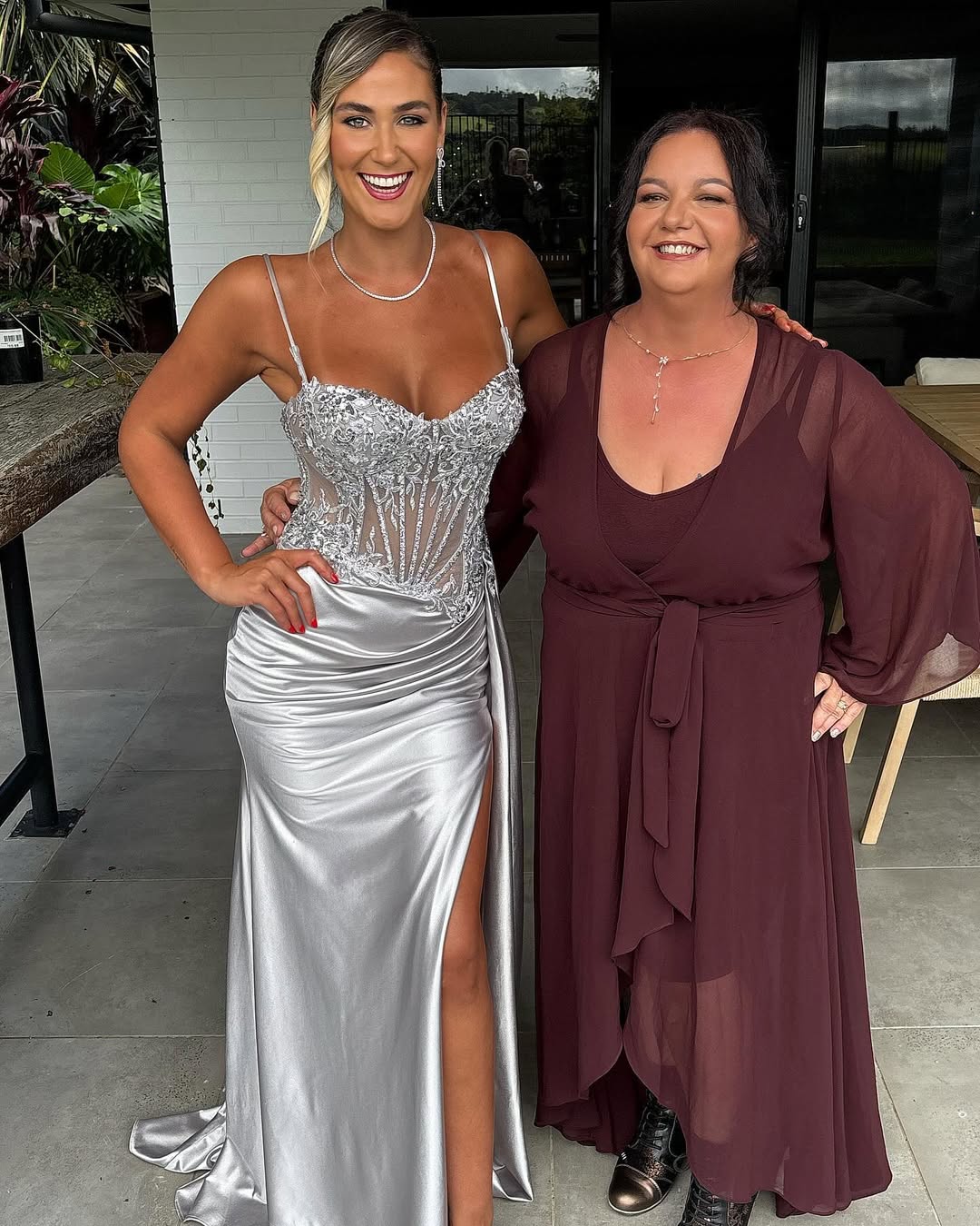 Mychicdress Mermaid corset Silver Prom Dresses Appliqued With Split