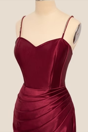 Mermaid Straps Wine Red Long Formal Dress for Wedding Guests - MyChicDress