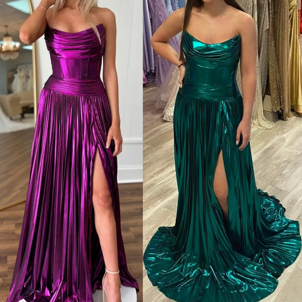 Metallic Grecian Goddess Prom Queen Dress Strapless Mermaid Mychicdress