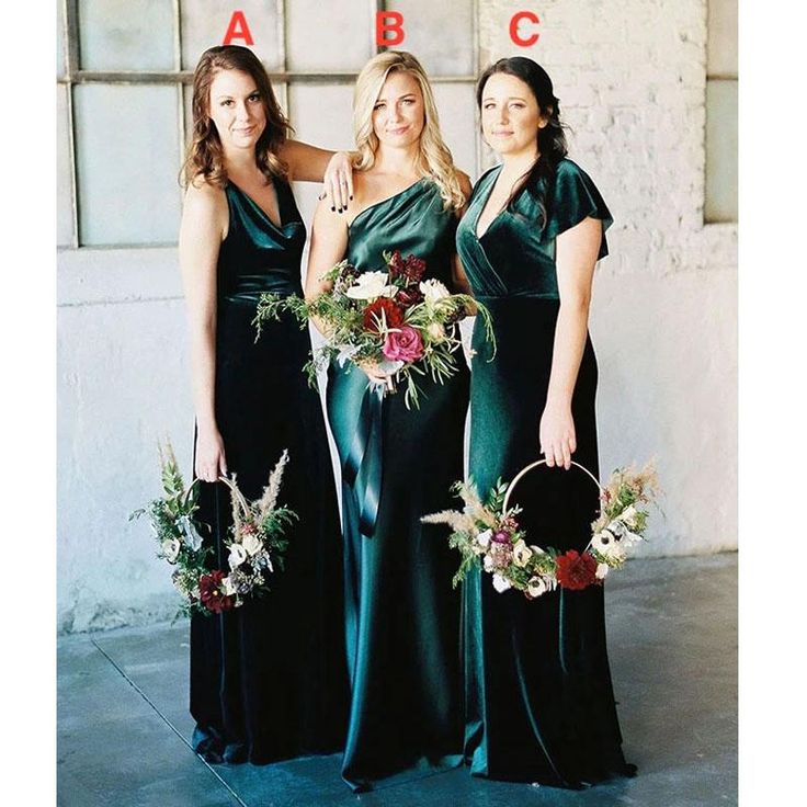 Mismatched Cheap Long Velvet Bridesmaid Dresses Green Mermaid Sleeveless MyChicDress