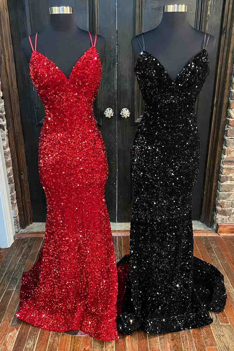 New Mermaid Long Prom Formal Dresses Sequin With Double Straps - MyChicDress