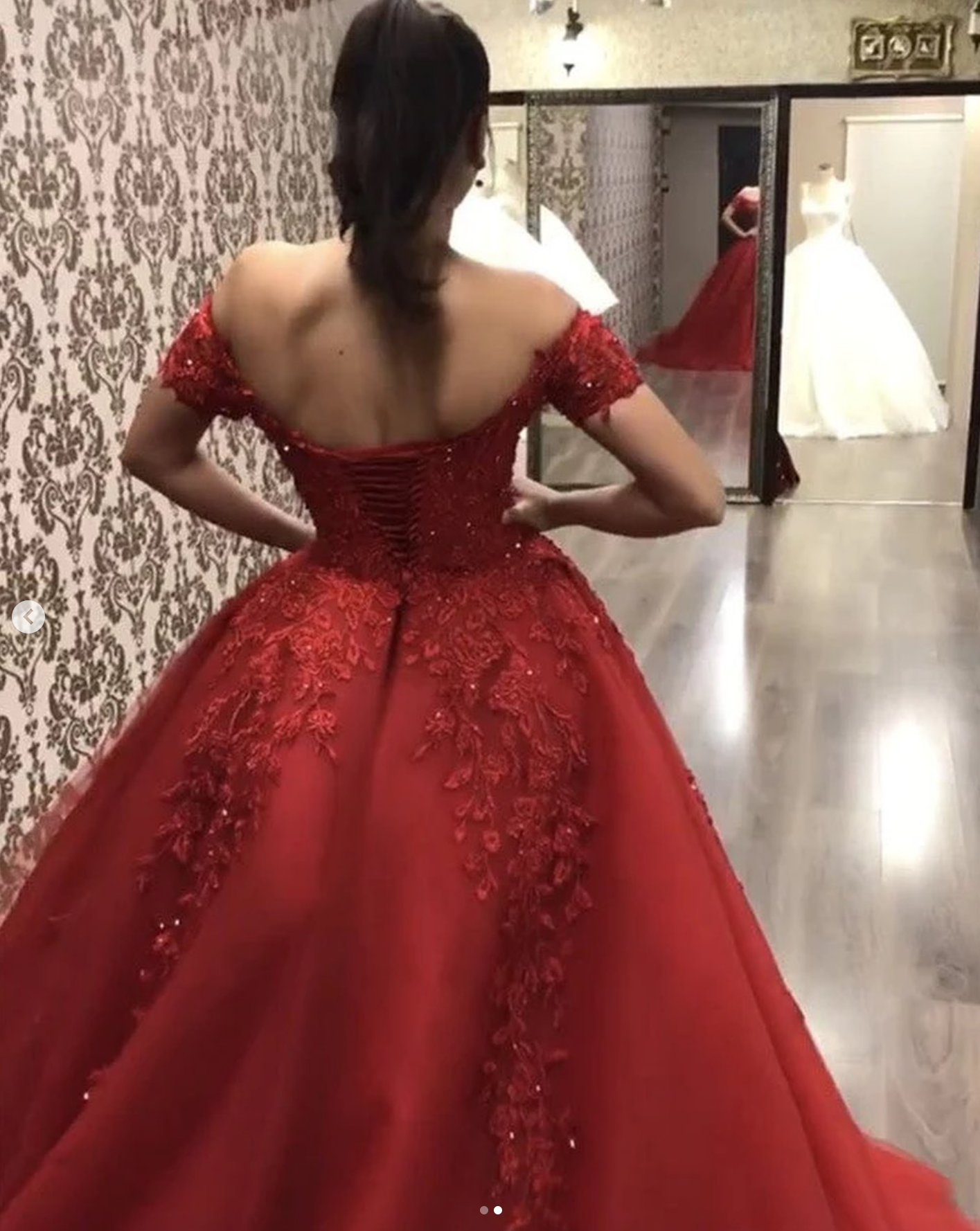 Off the Shoulder Red Wedding Dresses Ball Gown Lace Quinceanera Dresses MyChicDress