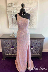 2024 Un hombro rosa vestidos largos de fiesta vestido formal de sirena