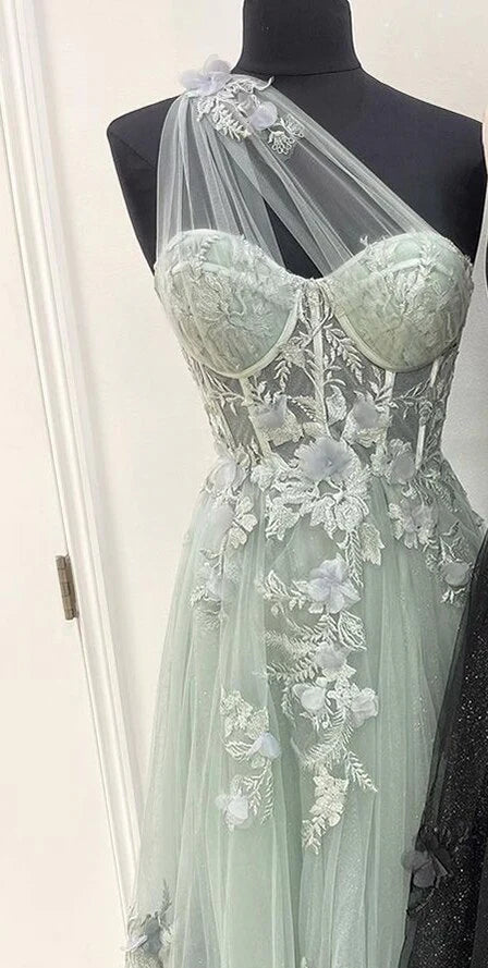 2025 Vestido de fiesta largo de un hombro negro Vestido formal con abertura