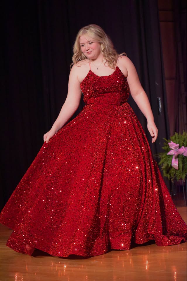 Plus Size Red Sequin Prom Dress A Line Spaghetti Straps