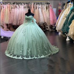 Princesa verde menta vestidos de quinceañera encaje 2024 dulce 16 vestido de fiesta de cumpleaños