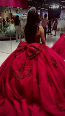 Beading Sweetheart Red Quinceanera Dresses Applique Lace Party Ball