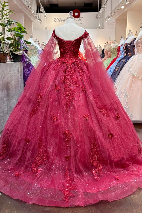 Red 3D Flower Vintage Quinceanera Dresses Applique Vestidos De 16 Anos - MyChicDress