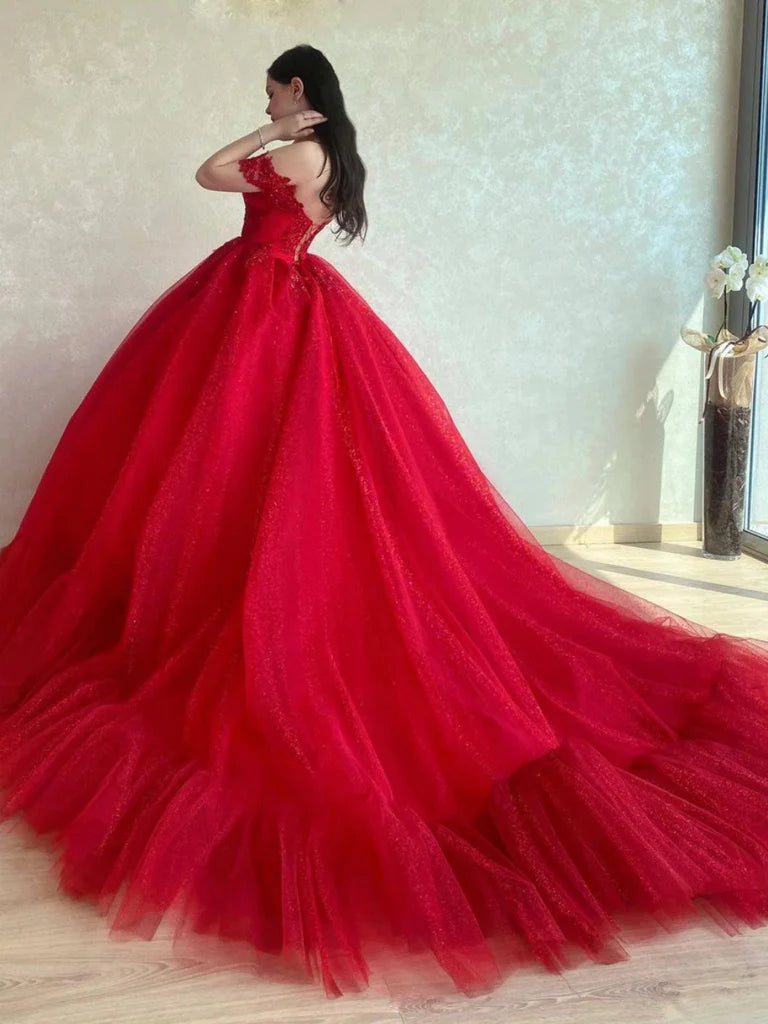 Red Wedding Dresses  Lace Off Shoulder