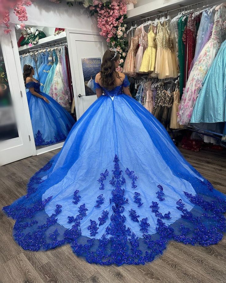 Royal Blue Quinceanera Dresses Beading Sweet 16 Party Vestido De 15 Anos Mychicdress