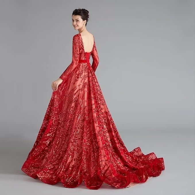 Sexy Long Sleeves Emerald Green Lace Prom Dresses Open back