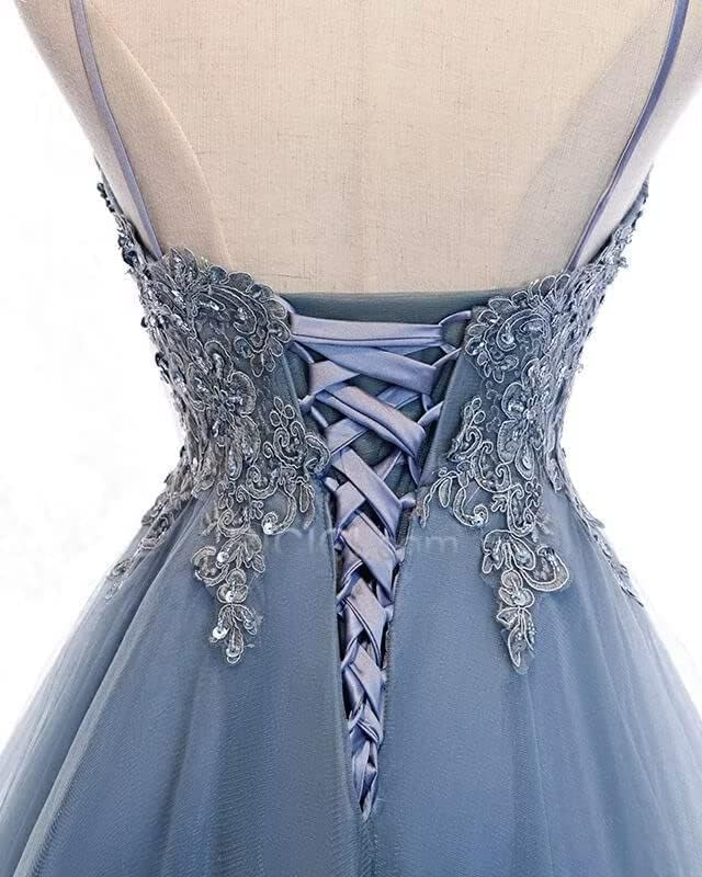 Short Lace Champagne Homecoming Dress V Neck Tulle Quinceanera Dama Dresses - MyChicDress