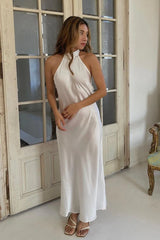 Simple Ivory Wedding Guest Dresses Tea Length Bridesmaid Dress Backless MyChicDress