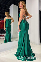 Simple Emerald Evening Gown Mermaid Long Prom Dress