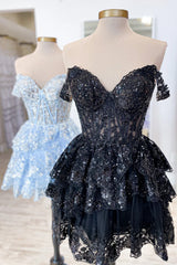 Sparkly Corset Red Homecoming Dress Tiered A-Line