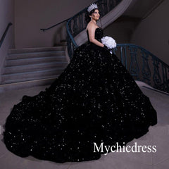 Sparkly Sequined Black Quinceanera Dresses Ball Gown Vestidos De 15 Años - MyChicDress