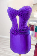 Strapless Bodycon Black Homecoming Dress Satin Sleeveless Keyhole