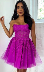 Strapless Lace Homecoming Dresses Short Corset Bodice MyChicDress