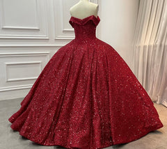 Strapless sequin ball gown dark red wedding dresses sleeveless