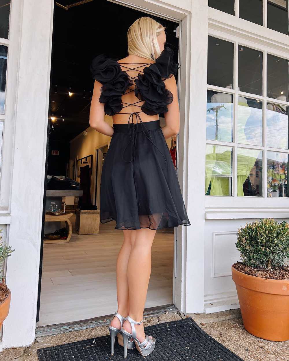 Straps Short Homecoming Dress black Pleated Ruffles