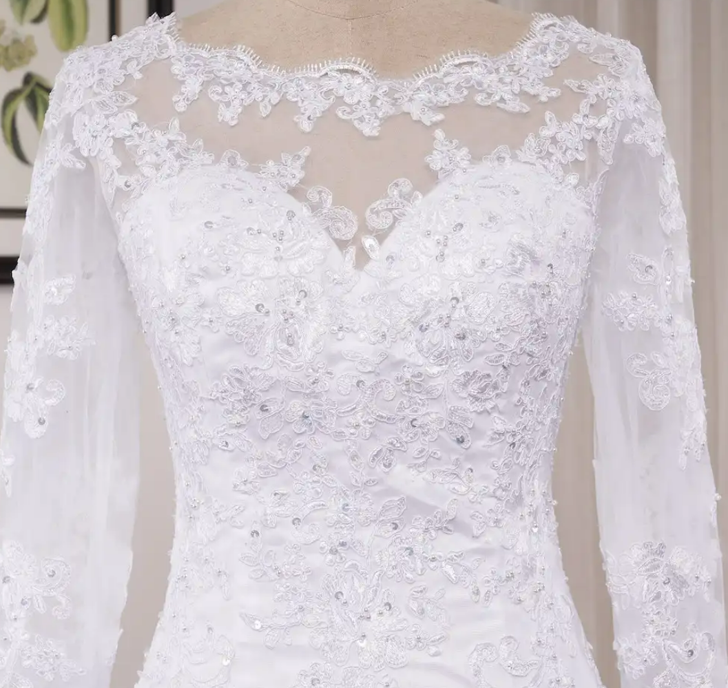 Vintage Africa Mermaid Long Sleeve Wedding Dresses Lace Beading - MyChicDress