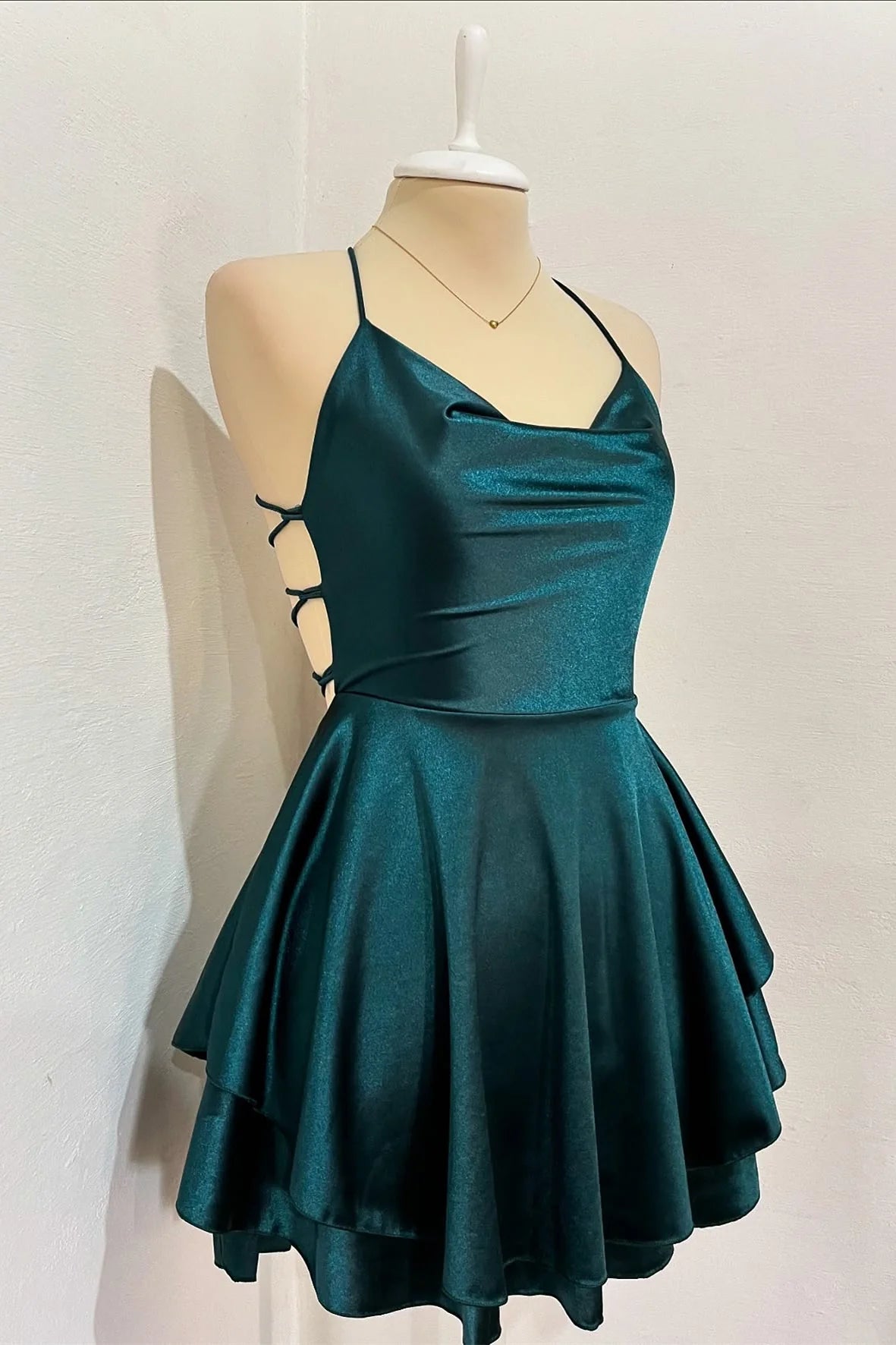 A-line green Homecoming Dress Spaghetti Strap Mychicdress