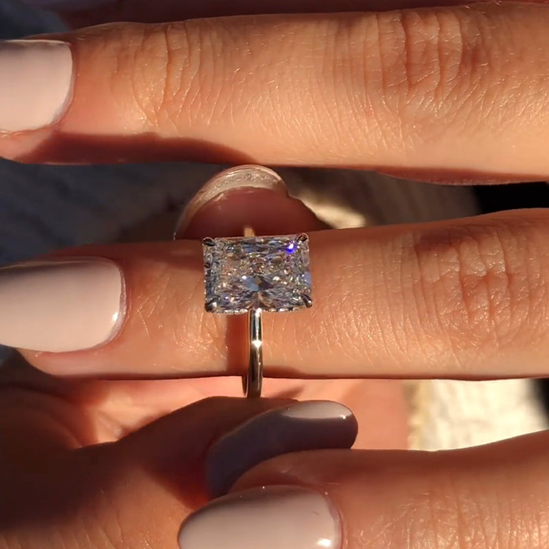 Affordable Emerald Cut Engagement Ring Sona Simulated Diamond Mychicdress