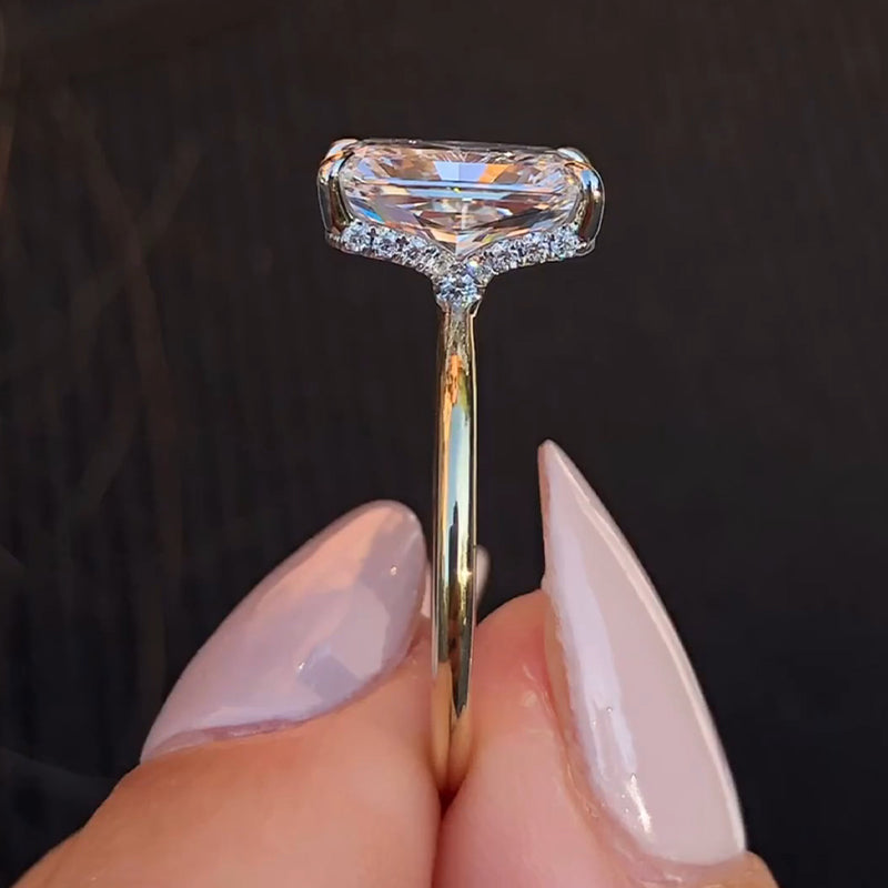 Affordable Emerald Cut Engagement Ring Sona Simulated Diamond Mychicdress