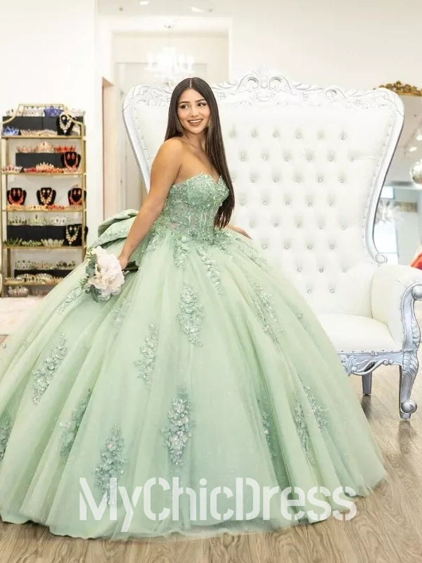 Amazing Sage Green Quinceanera Dresses Lace Appliques with Beaded