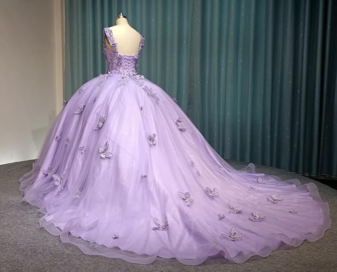 Ball Gown Off Shoulder Quinceanera Dresses lilac with 3D Butterfly