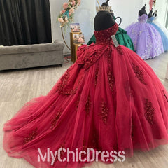 Beading Sweetheart Red Quinceanera Dresses Applique Lace Party Ball