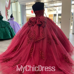 Beading Sweetheart Red Quinceanera Dresses Applique Lace Party Ball