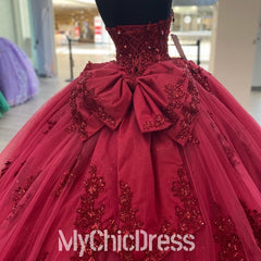 Beading Sweetheart Red Quinceanera Dresses Applique Lace Party Ball