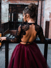 2 Piece Black Burgundy Wedding Dress Mychicdress