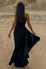 Black Strapless Prom Dress Mermaid Formal Wear Sleeveless