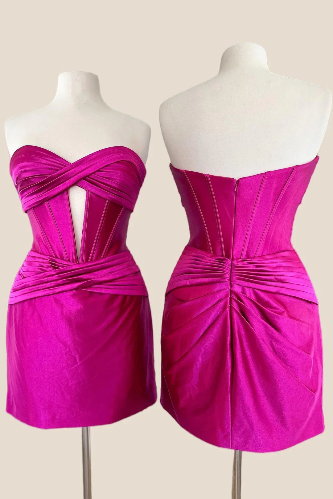 Bodycon Mini Party Dress fuchsia Short Hoco Dress