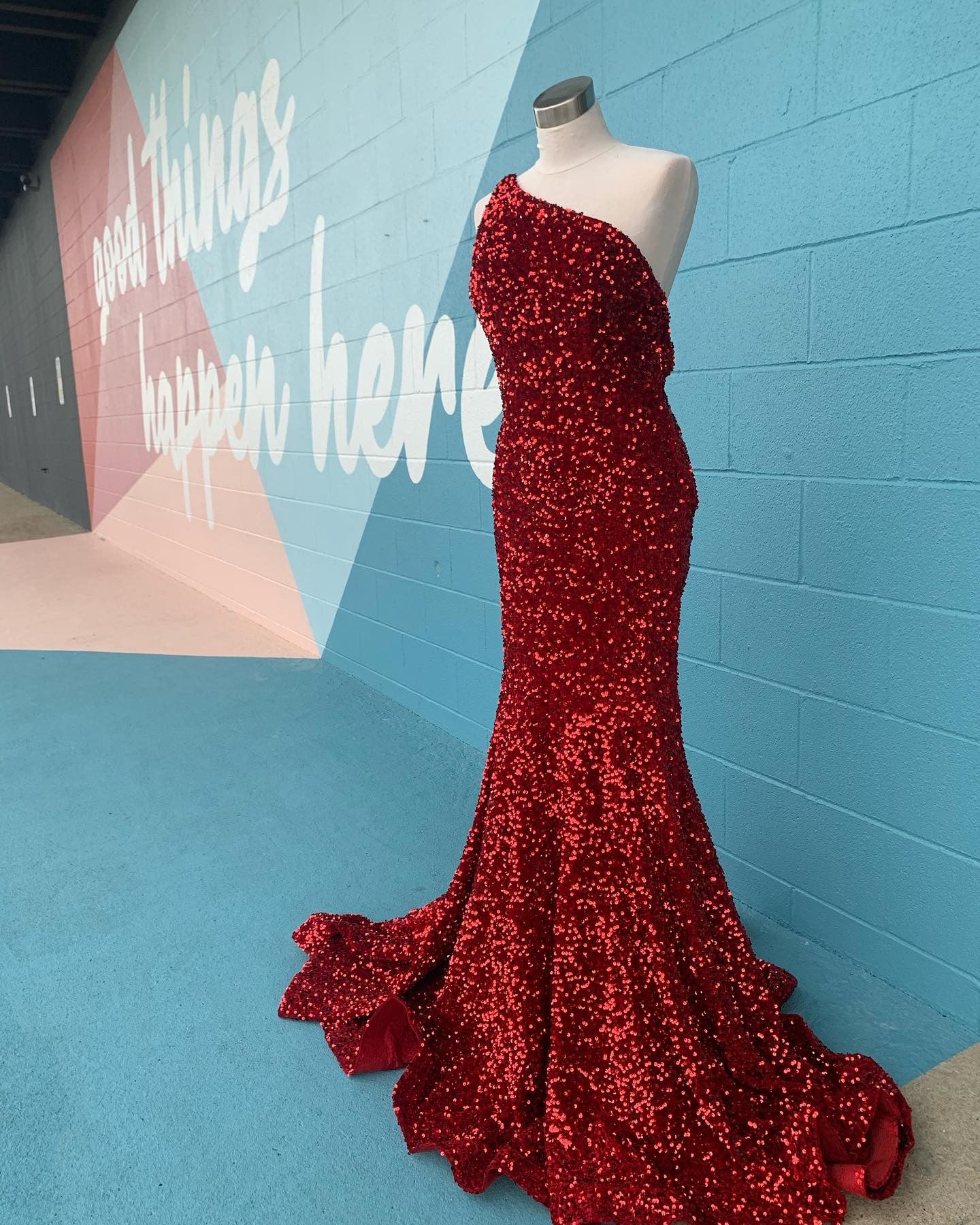 Vestido de fiesta largo con lentejuelas, azul real, vestidos formales, un hombro