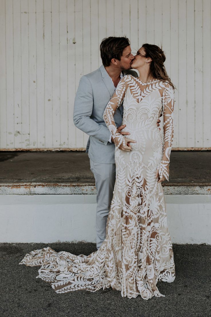 Cheap Boho Lace Maternity Wedding Dress Lace Long Sleeves