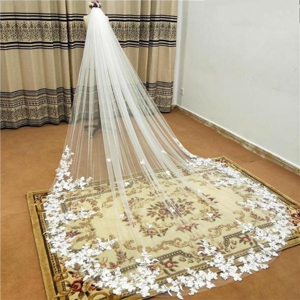 Cheap Lace Wedding Veil 3M One Layer With Comb Veil