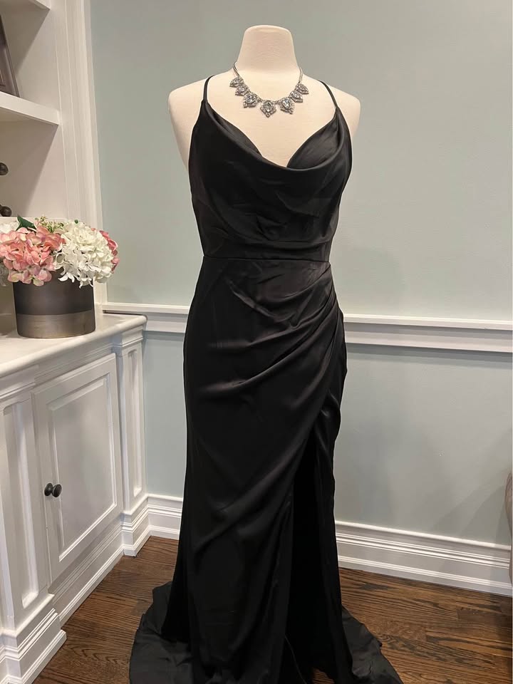 Cheap Long Chiffon Black Formal Dress for Wedding Guests