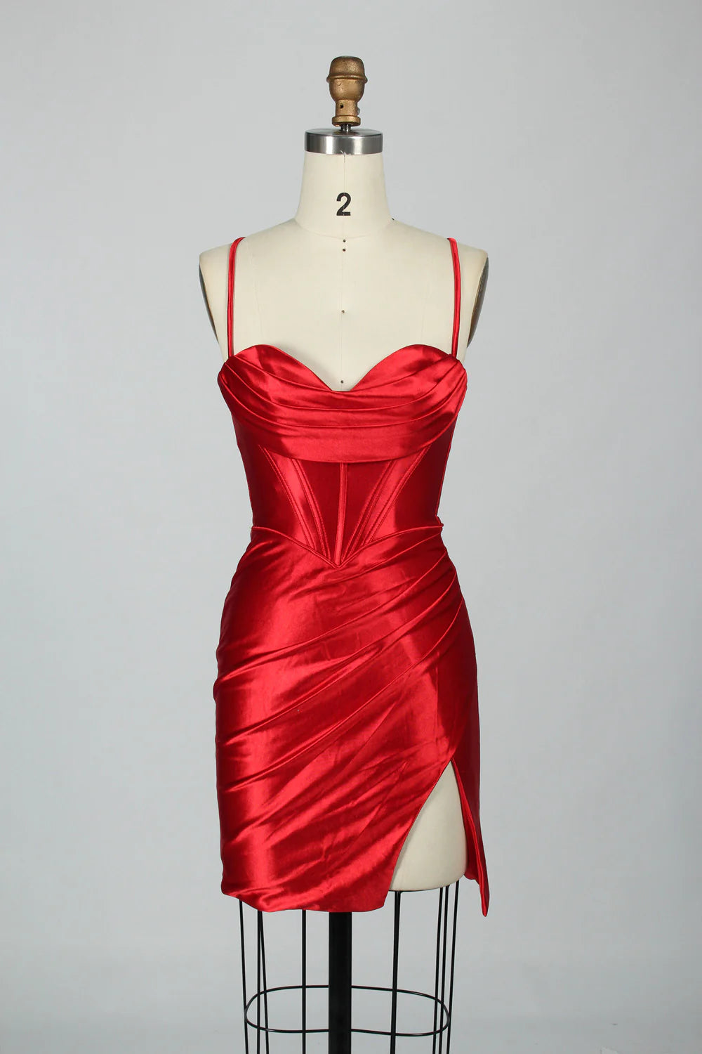 Cheap Short Satin red Homecoming Dress Mini