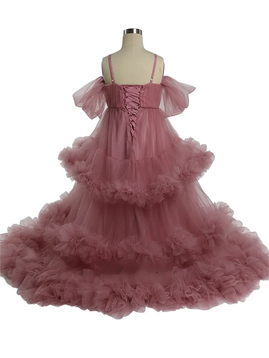 Cloud Flower Girls Dresses for Weddings Ruffles Birthday PhotoShoot Dress Mychicdress