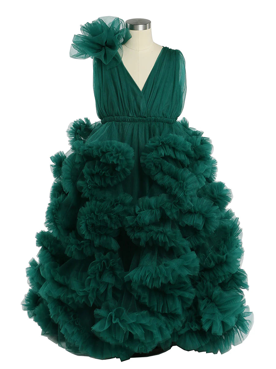 green Cloud Ruffles Little Flower Girls Dresses Baby Shower Photoshoot Mychicdress