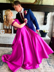 Custom Made Lace Magenta Prom Dresses 2025 Off the Shoulder