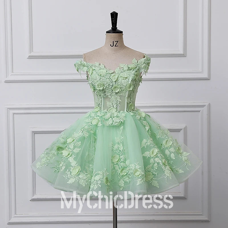 Light green dress with floral details
