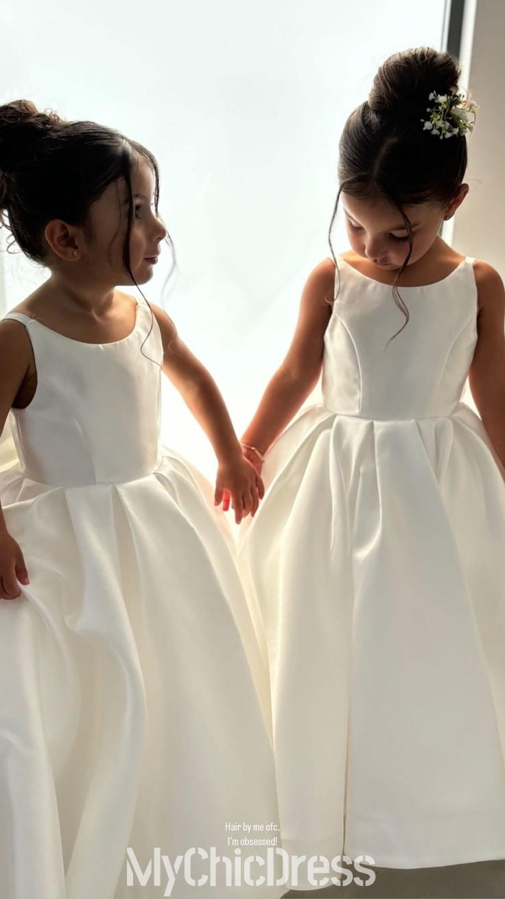 Customized Pretty Flower Dresses For Kids Soft Satin with Bow Back Mychicdress