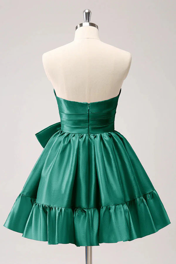 Cute Dark Green A Line Homecoming Dress with Bow Mychicdress