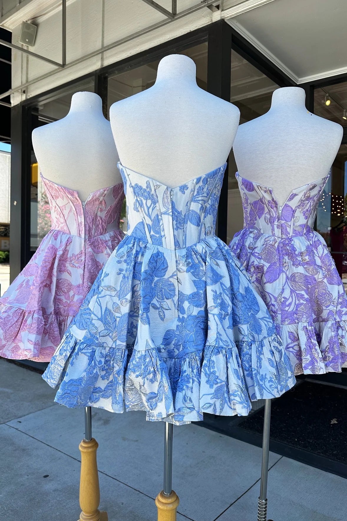 Cute Printed Mini Homecoming Dress Strapless Floral Dress